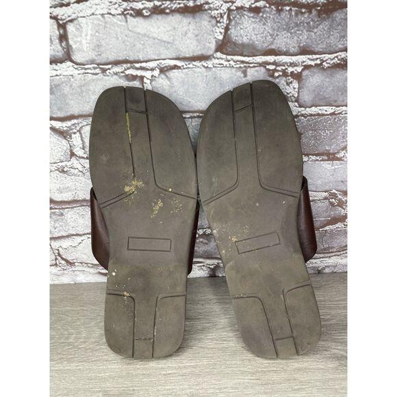 Emozioni Dark Brown Leather Slides Wedge Sandals Men Sz 45EU/12M US main image 6